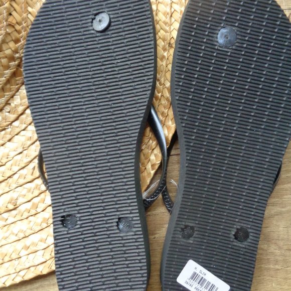 NEW HAVAIANAS RHINESTONE OUTLINE FLIP FLOPS 9/10W - Picture 3 of 4